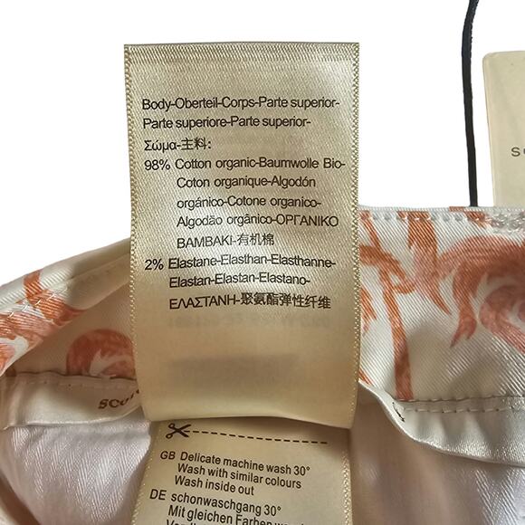 Scotch & Soda Womans size 30X32 Bell Slim Fit Chino Pants Orange Palm Trees NEW - Picture 7 of 8